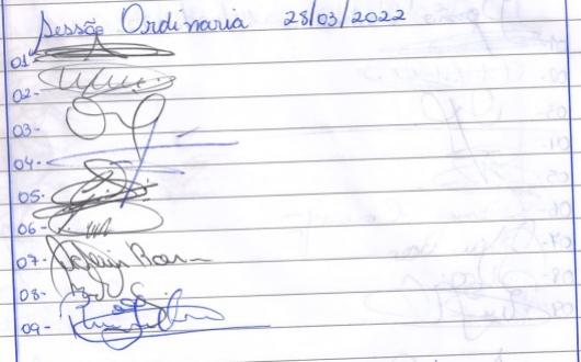 Lista de Presença dos vereadores 28 Março 